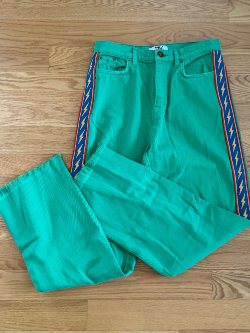 Aviator Nation NWT Bolt Stripe Hi Rise Wide-Leg Gypsy Jean (29) - Picture 11 of 16